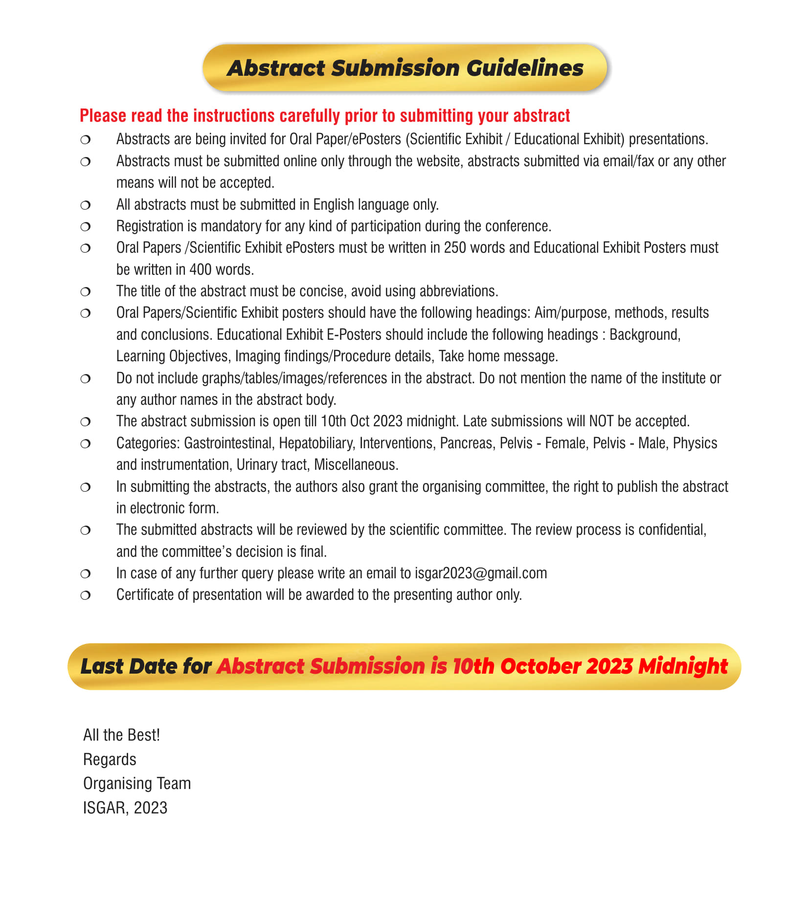 Abstract Submission Guidelines